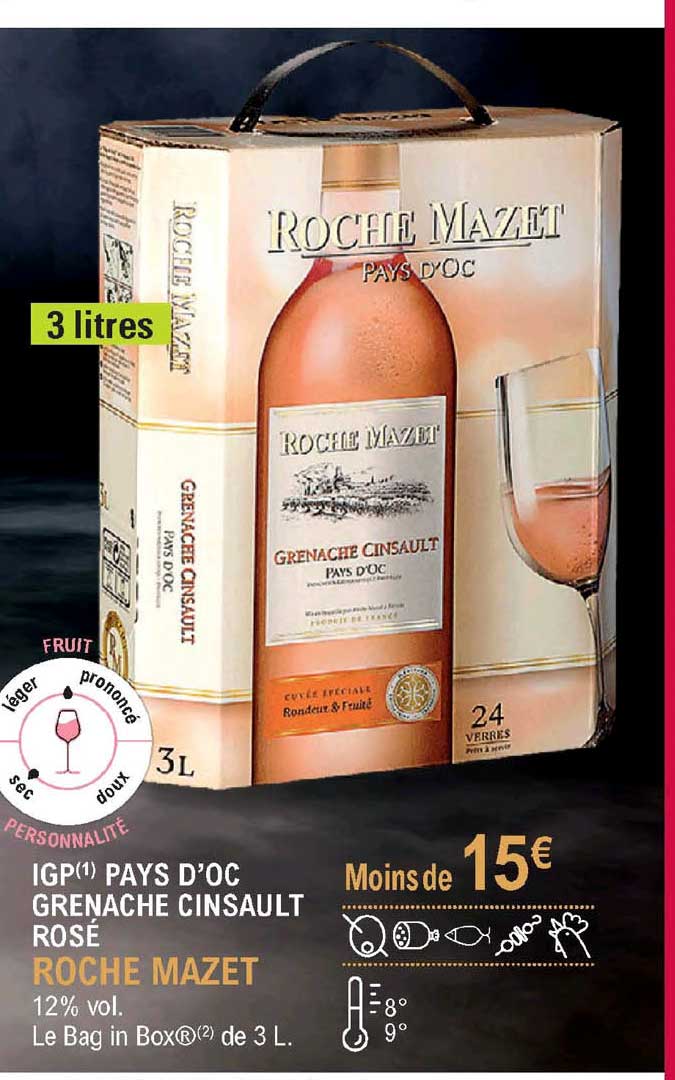 igp pays d'oc grenache cinsault rosé roche mazet