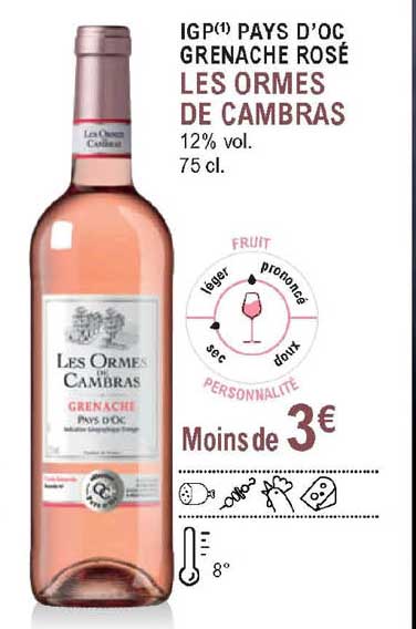 igp pays d'oc grenache rosé les ormes de cambras