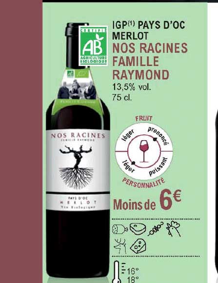 igp pays d'oc merlot nos racines famille raymond