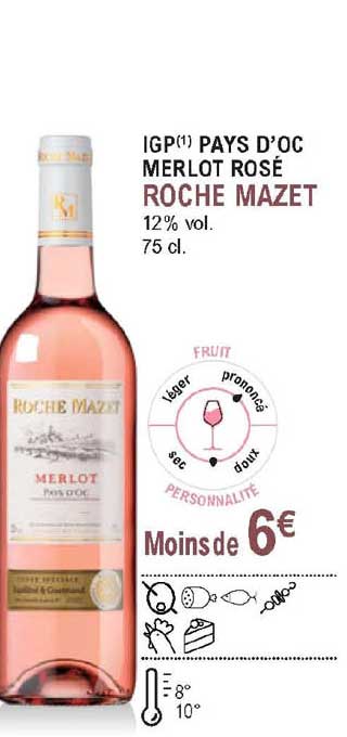 igp pays d'oc merlot rosé roche mazet