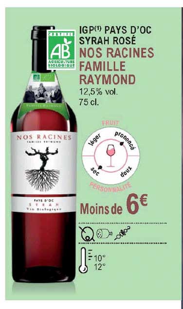 igp pays d'oc syrah rosé nos racines famille raymond