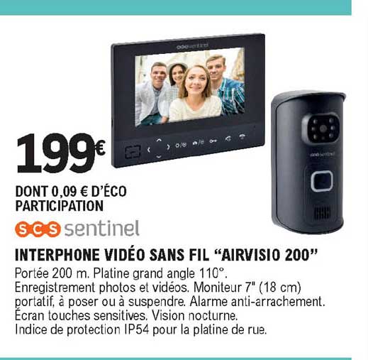 interphone vidéo sans fil "airvisio 200" scs sentinel