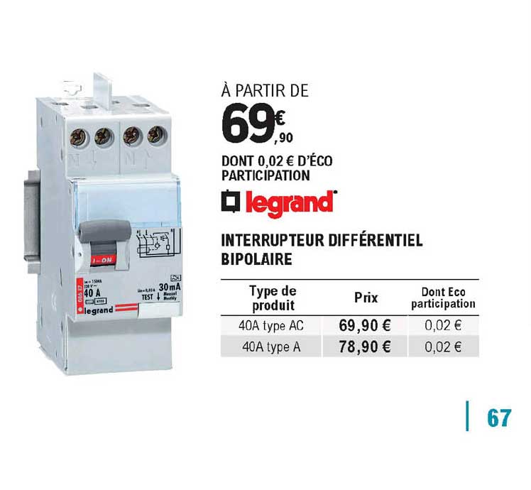 interrupteur différentiel bipolaire le grand
