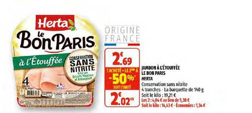 Jambon à L'étouffée Le Bon Paris Herta