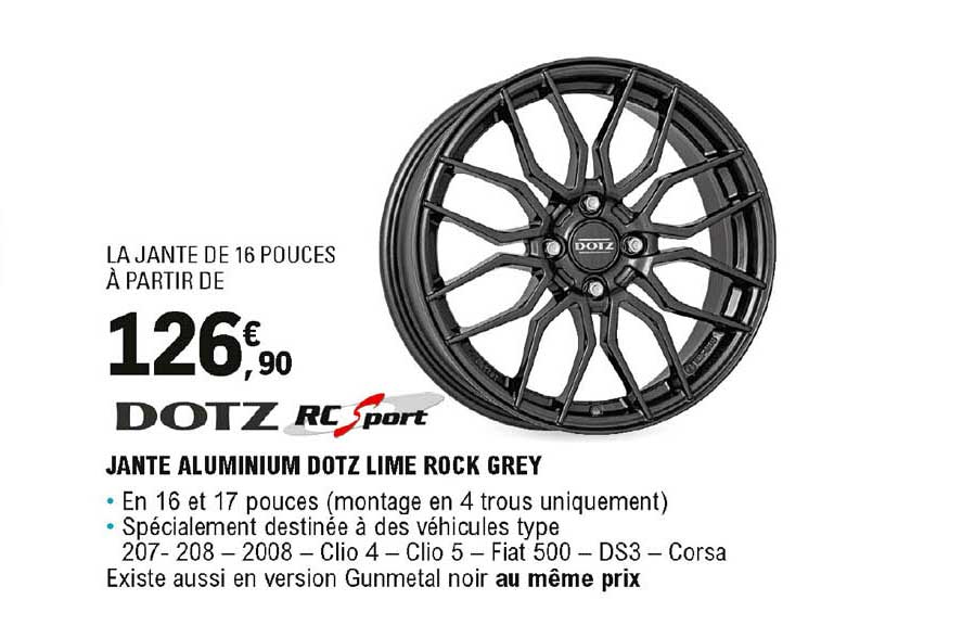 jante aluminium dotz lime rock grey