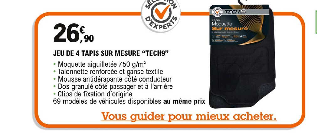 jeu de 4 tapis sur mesure "tech9"