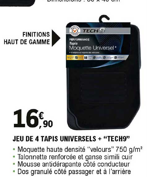 jeu de 4 tapis universels + "tech9"