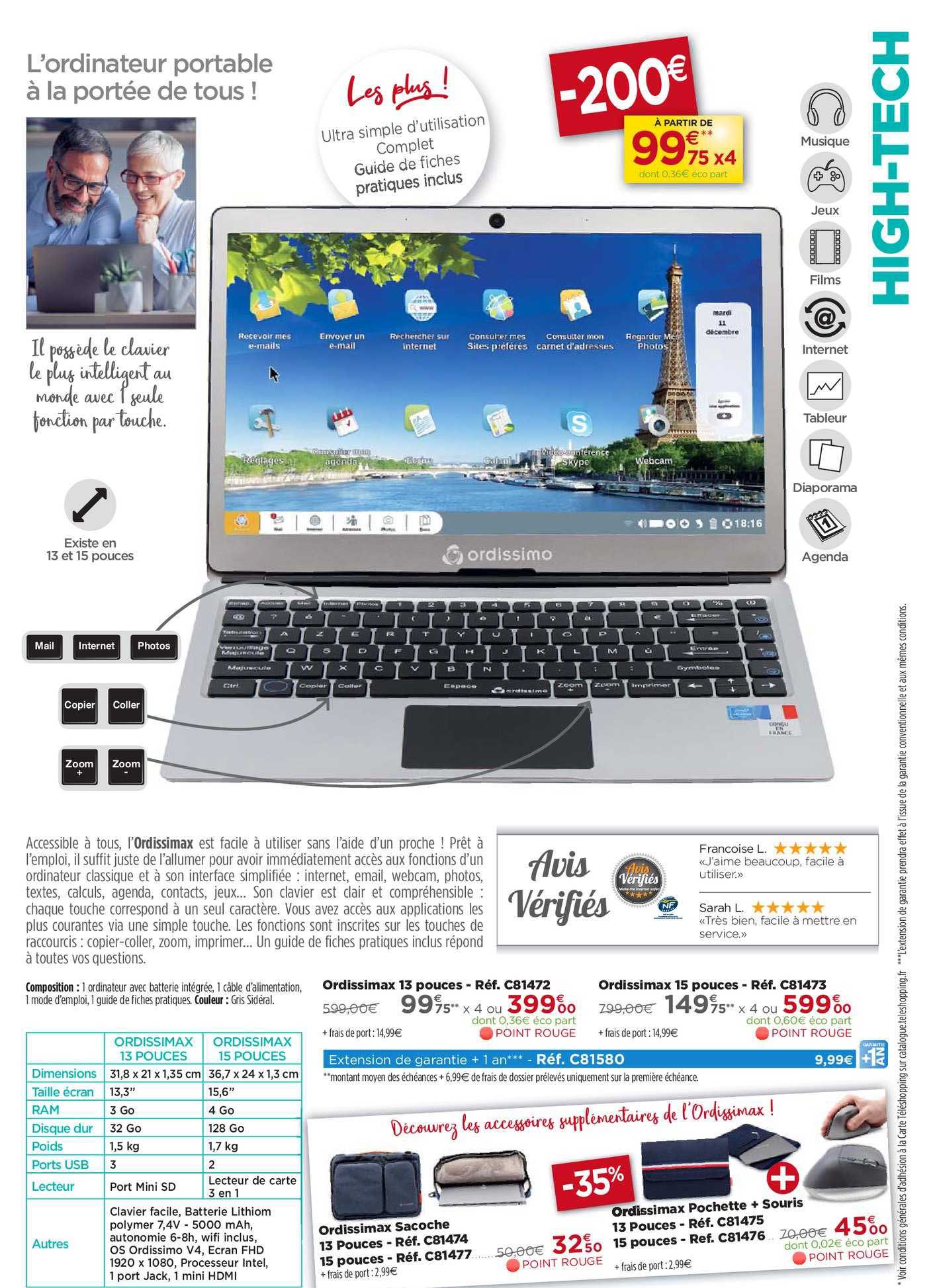 l'ordissimax 13 pousses - 15 pousses , ordissimax sacoche, ordissimax pochette + souris