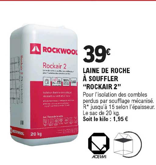 Laine De Roche à Souffler "rockair 2" Rockwool
