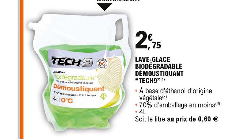 lave-glace biodégradable démoustiquant "tech9"