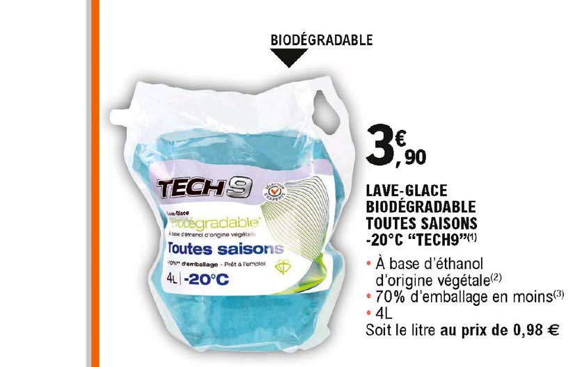 lave-glace biodégradable toutes saisons -20°c "tech9"