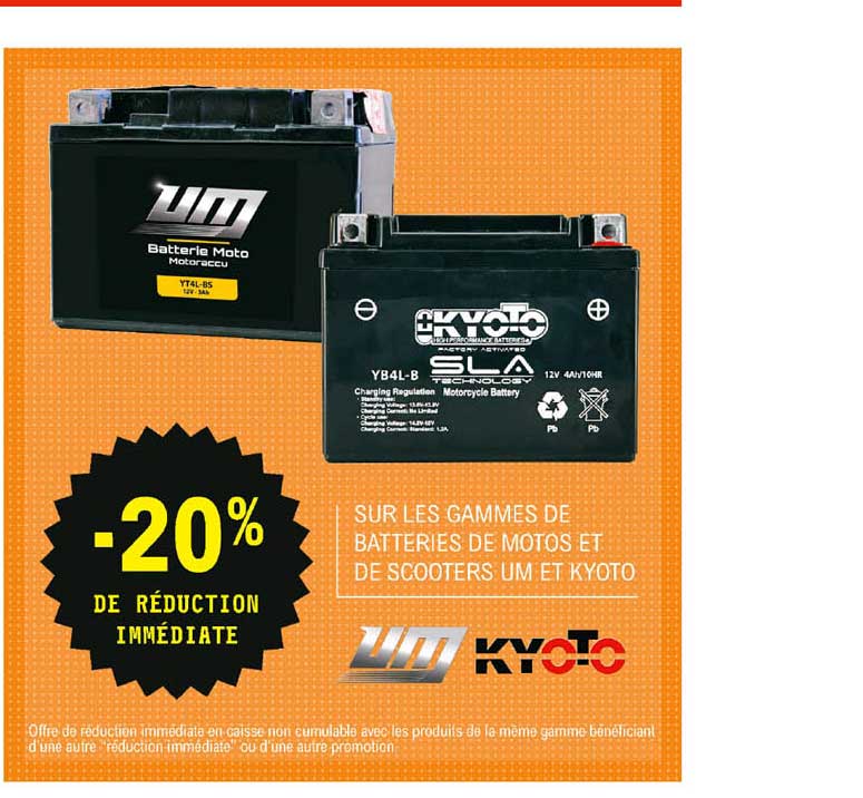 les gammes de batteries de motos et de scooters um et kyoto