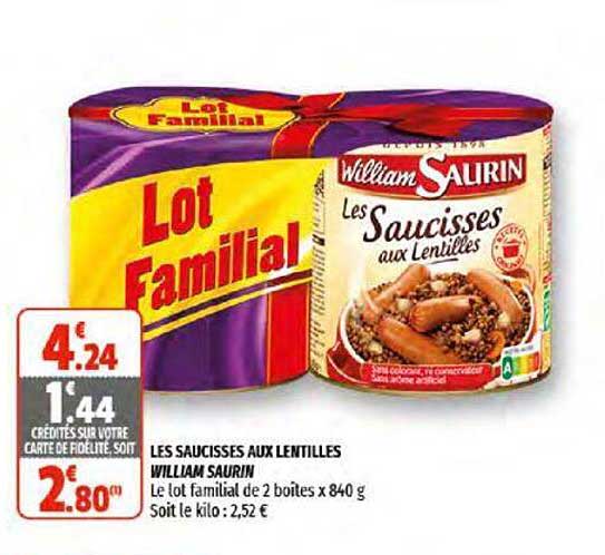 les saucisses aux lentilles william saurin