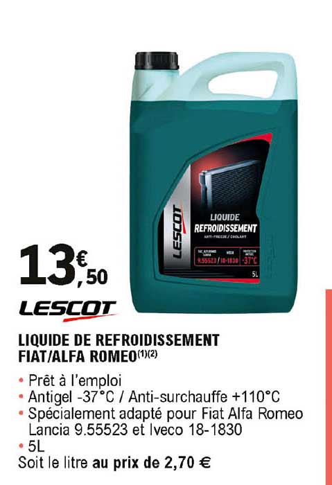 liquide de refroidissement fiat-alfa romeo lescot