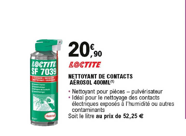 nettoyant de contacts aérosol 40ml  loctite