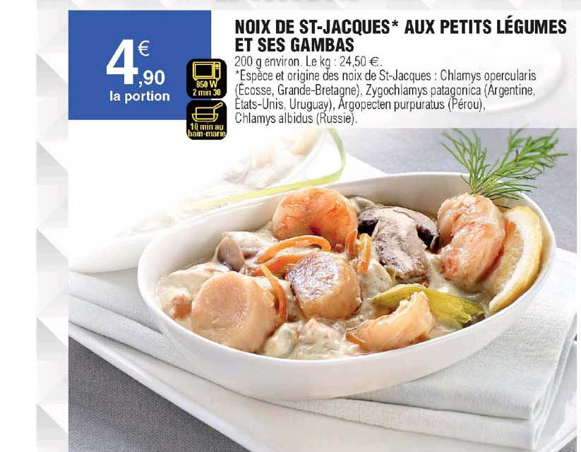 noix de st-jacques aux petits légumes et ses gambas