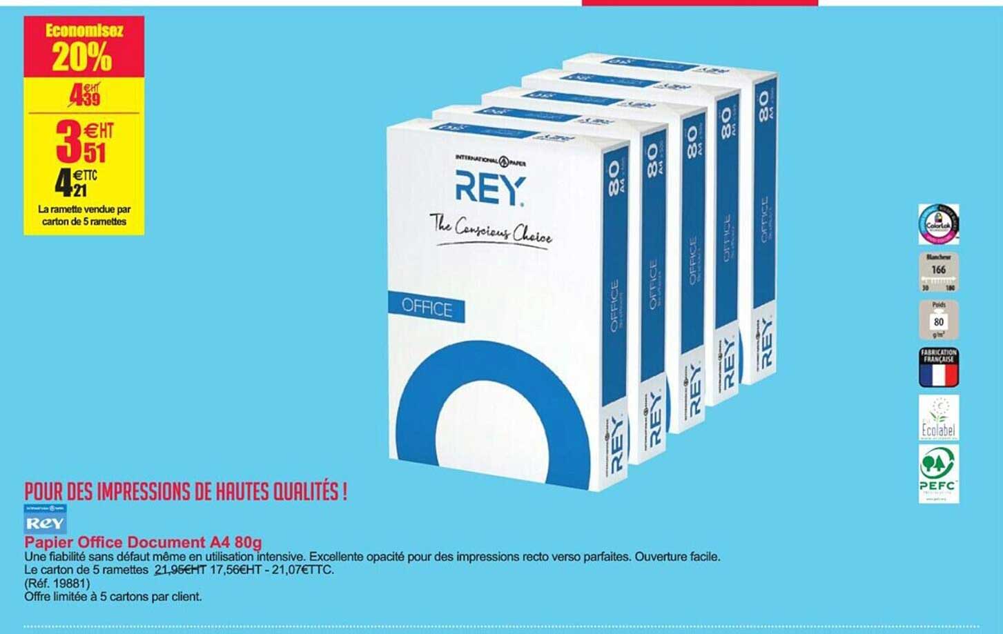 Papier Office Document A4 80g Rey