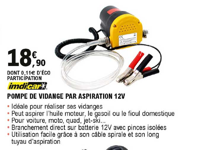 pompe de vidange par aspiration 12v imdicar