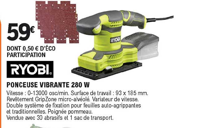 ponceuse vibrante 280 w ryobi