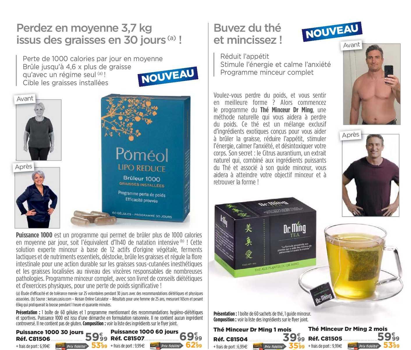 puissance 1000 30 jours - 60 jours, thé minceur dr ming 1 mois - 2 mois