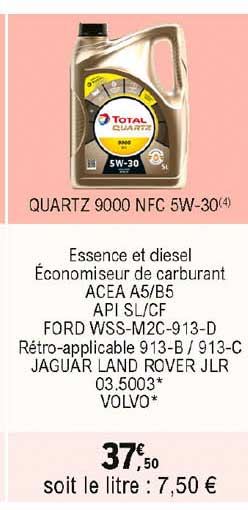 quartz 9000 nfc 5w-30 total