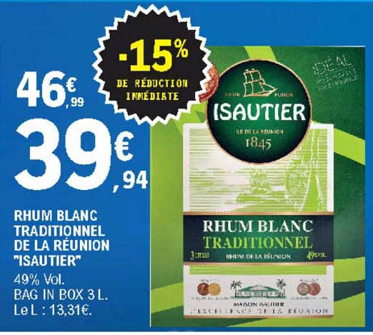 Rhum Blanc Traditionnel De La Réunion Isautier