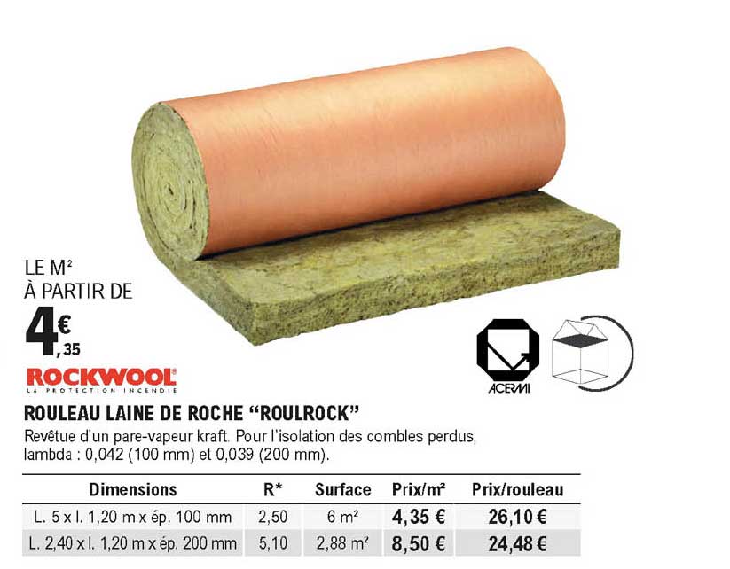 Rouleau Laine De Roche "roulrock" Rockwool