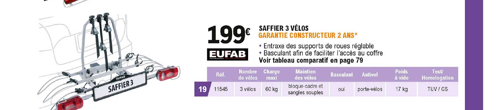 saffier 3 vélos eufab