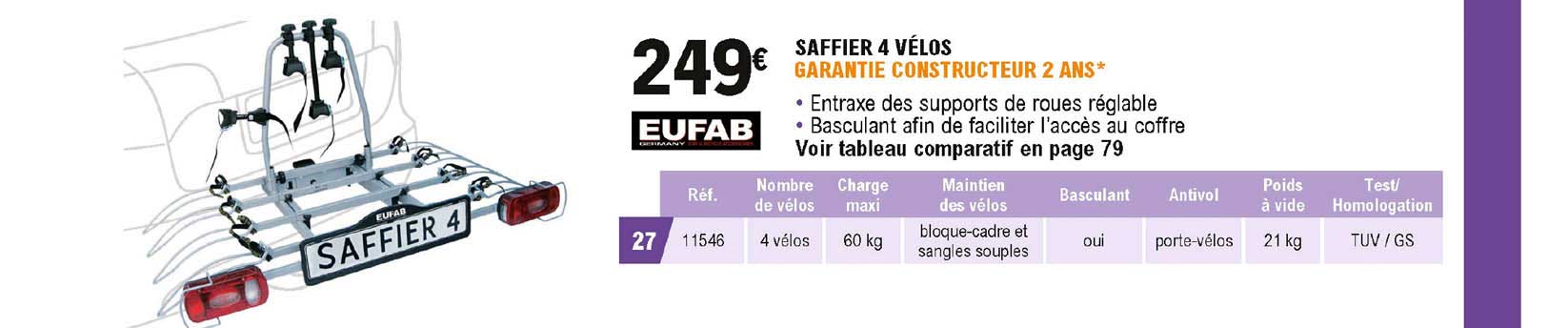 saffier 4 vélos eufab