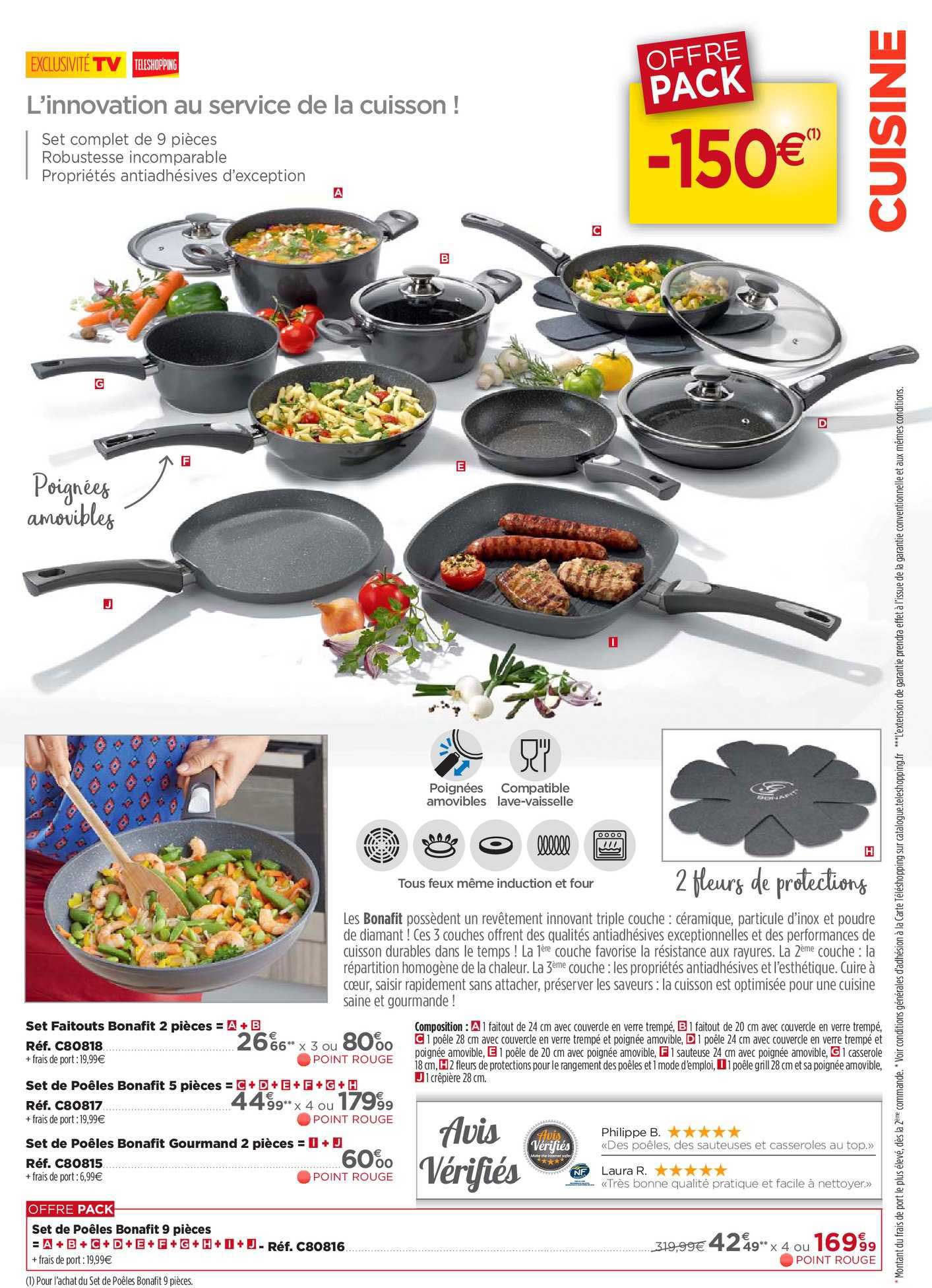 Set Faitouts Bonafit 2 Pièces , Set De Poêles Bonafit Gourmand 2 Pièces