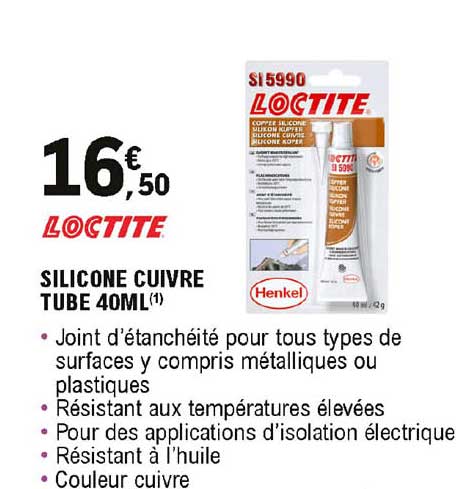 silicone cuivre tube 40ml loctite
