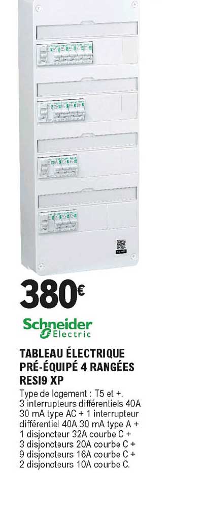 tableau électrique pré-équipé 4 rangées resi9 xp