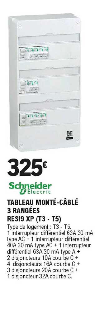 tableau monté-câblé 3 rangées resi9 xp (t3 - t5) schneider