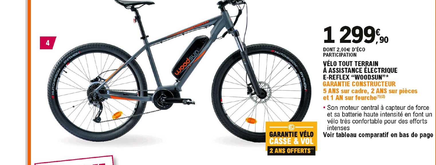 vélo tout terrain à assistance électrique e-reflex "woodsun"