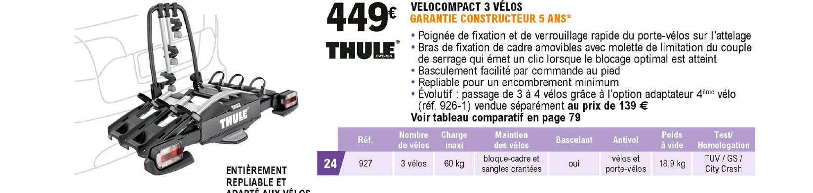 velocompact 3 vélos thule sweden