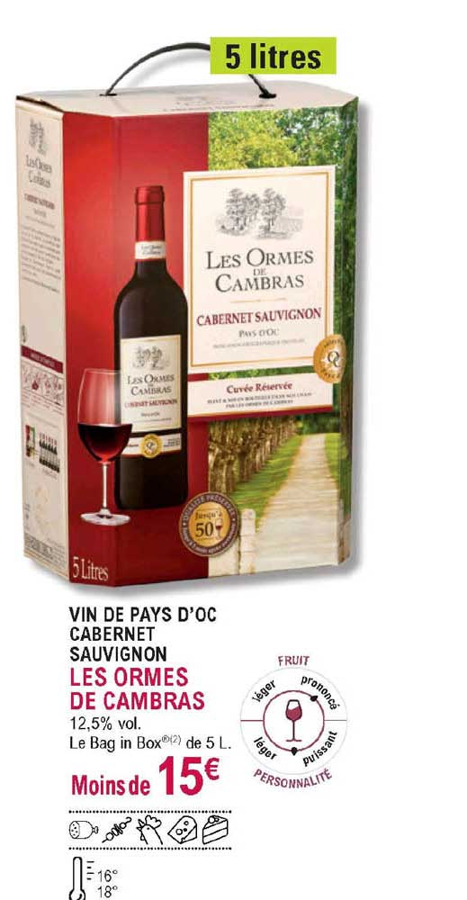 vin de pays d'oc cabernet sauvignon les ormes de cambras