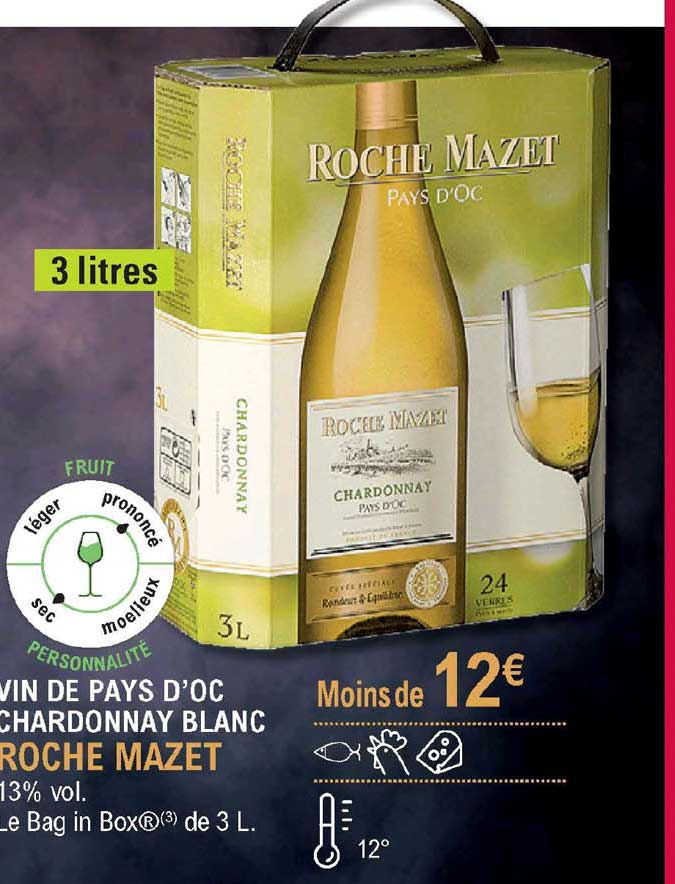vin de pays d'oc chardonnay blanc roche mazet
