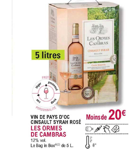 vin de pays d'oc cinsault syrah rosé les ormes de cambras