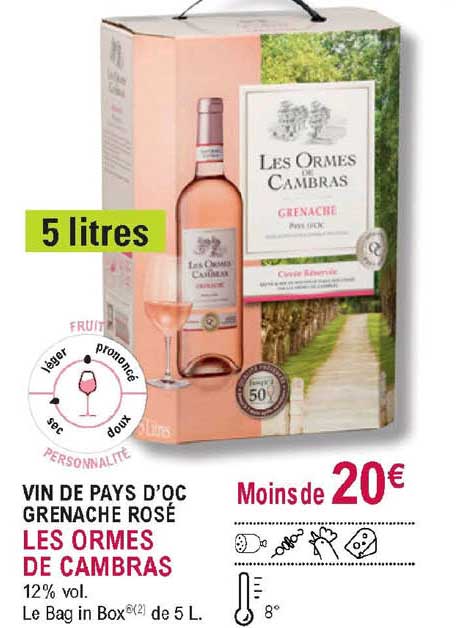 vin de pays d'oc grenache rosé les ormes de cambras