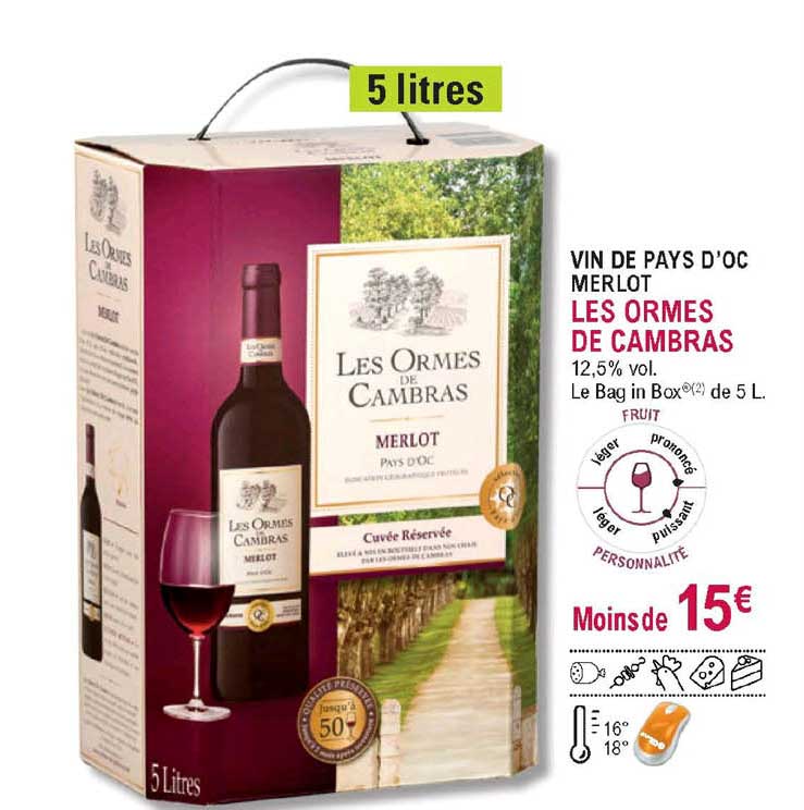 vin de pays d'oc merlot les ormes de cambras
