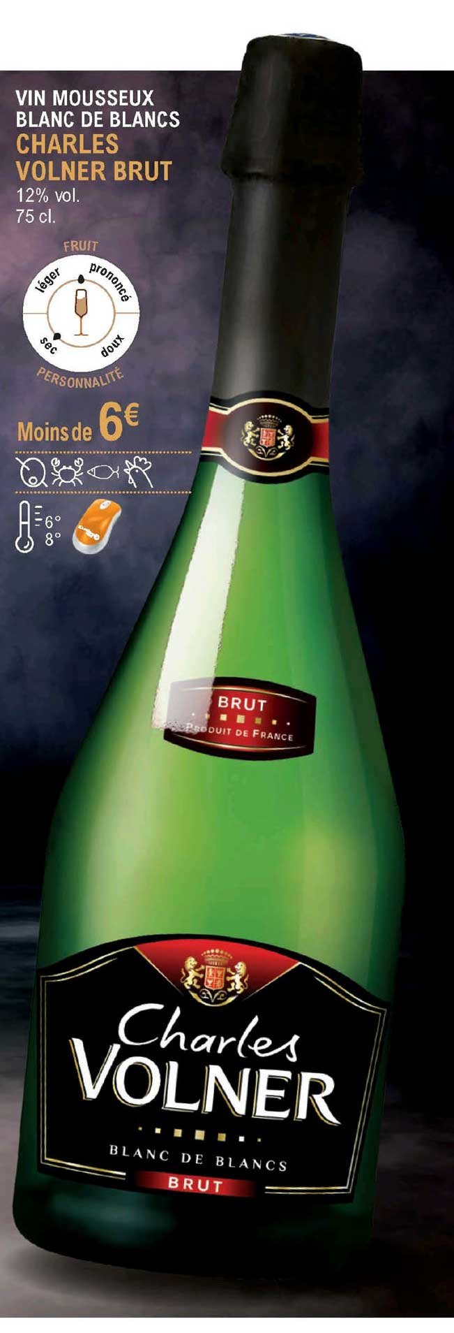 vin mousseux blanc de blancs charles volner brut