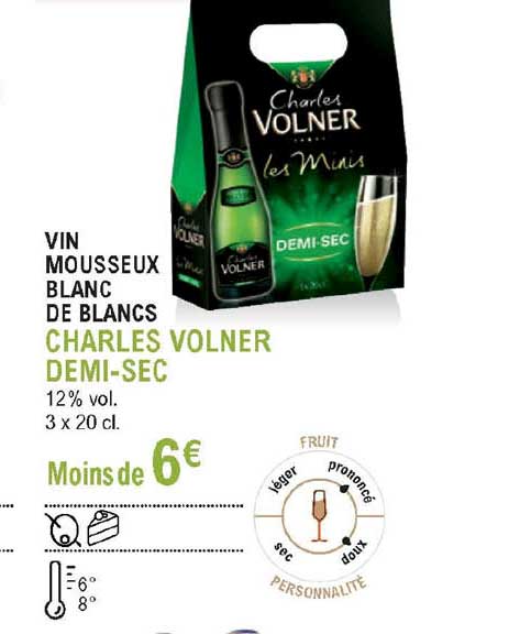 vin mousseux blanc de blancs charles volner demi sec