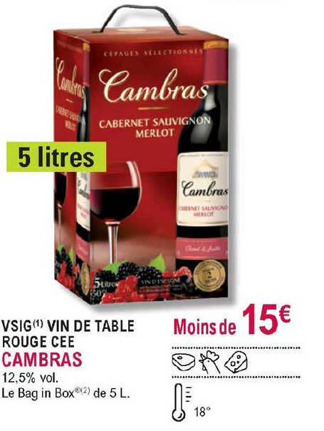 vsig vin de table rouge cee cambras