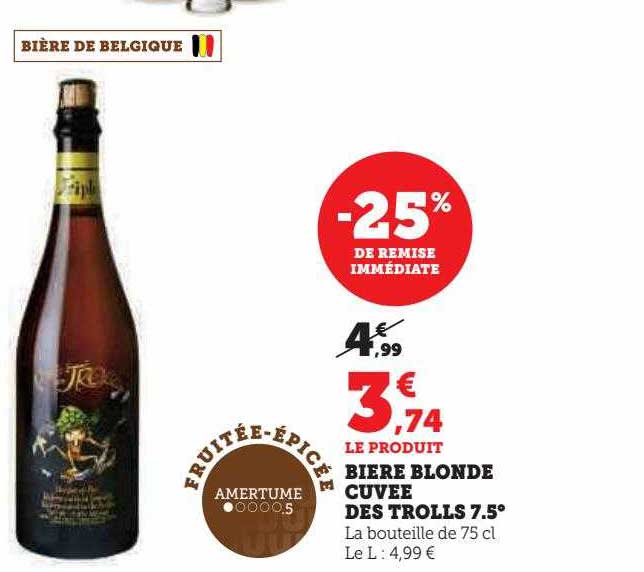 bière blonde cuvée des trolls 7.5°