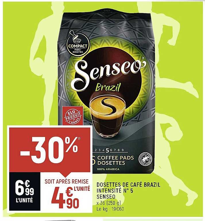 dosettes de café brazil intensité n°5 senseo