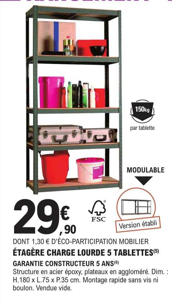 étagère charge lourde 5 tablettes
