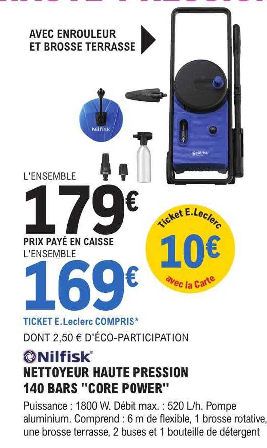 nettoyeur haute pression 140 bars "core power" nilfisk
