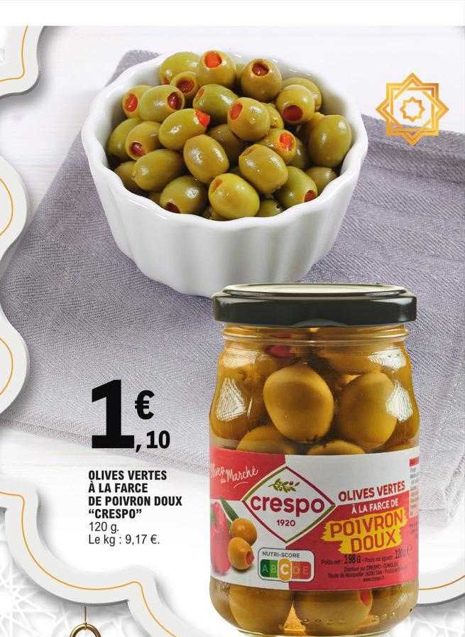Olives Vertes à La Farce De Poivron Doux "crespo"