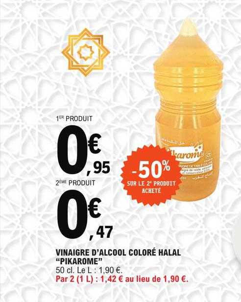 vinaigre d'alcool coloré halal "pikarome"