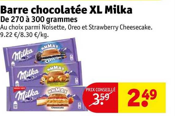 barre chocolatée xl milka